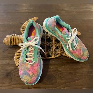Skecher Womens Flex Sole Tropical Print Sneakers Size 7